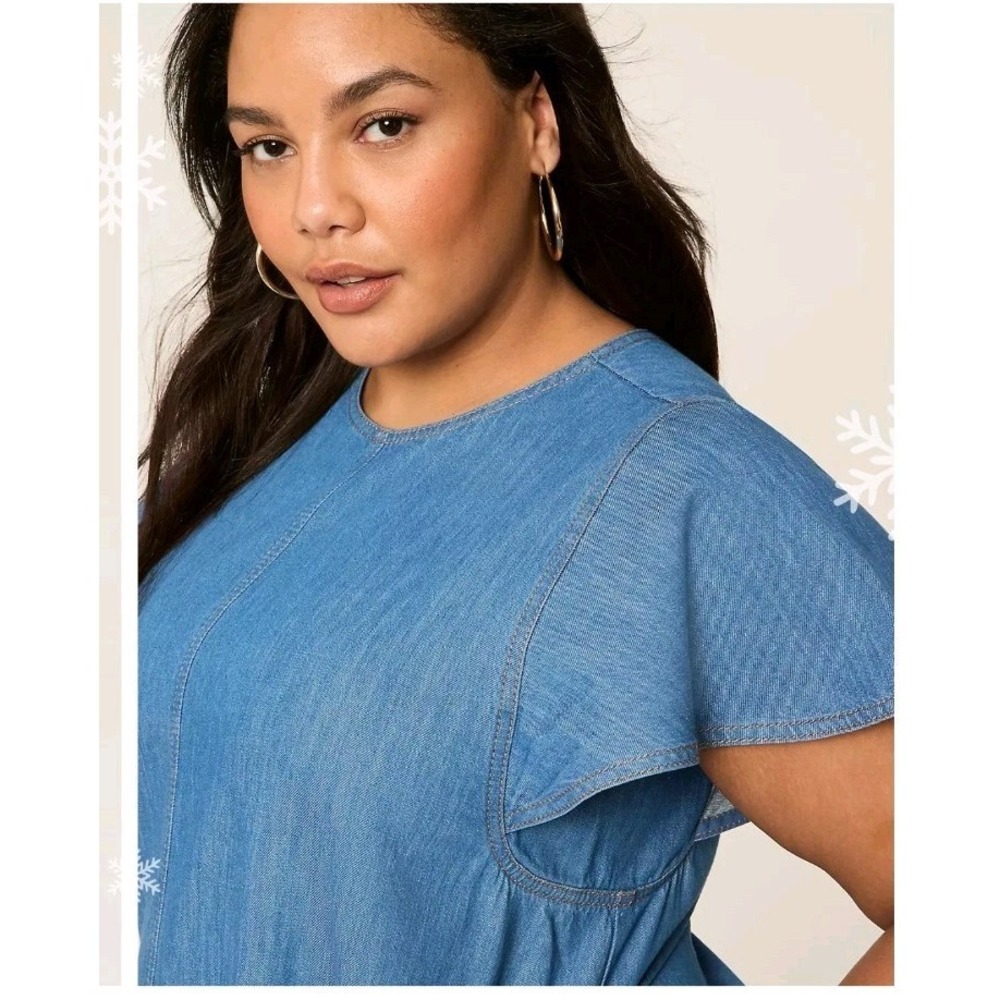 Lane Bryant NWT Chambray Midi Dress | Casual Chic | Flowy & Comfortable Size 22 - Picture 3 of 7